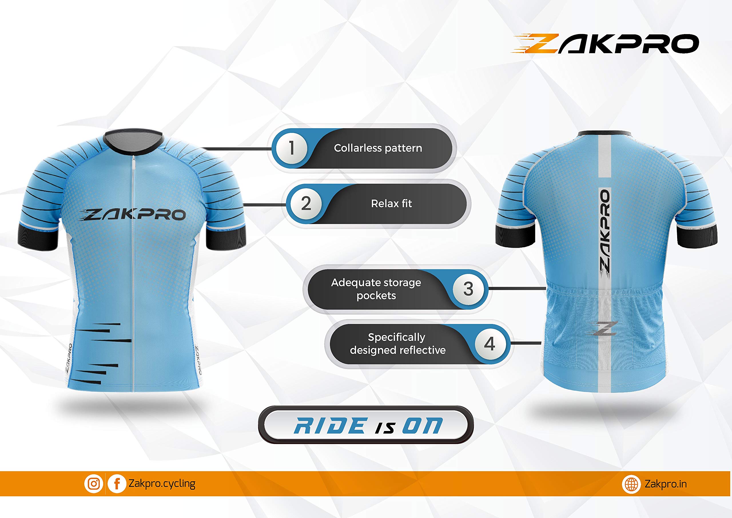  PRO FIT JERSY　xs ZAKPRO Cycling Jersey   Relax Fit (Zakpro Brand Blue) (Medium